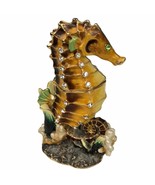 Hinged Seahorse Enamel and Rhinestone Accent 3.5” Trinket Box gold bling - $71.45 CAD