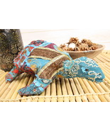 Marine Sea Turtle Hand Crafted Paper Mache In Colorful Sari Fabric Figurine - £25.19 GBP