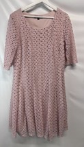 Chris McLaughlin A Line Dress Pink Lace Lined Stretch Pullover 1/2 Sleeve 14W - £19.75 GBP