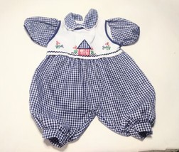 Vintage Handmade Cotton Gingham Infant One Piece See Msmts for Size Embroidered - £8.34 GBP