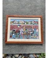 german folk art painting - First Birthday Party Scene - Signed On Board - $224.50 CAD