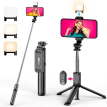Selfie Stick Tripod With Fill Light, All In One Extendable Selfie Stick With Det - £20.77 GBP