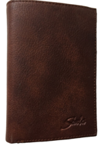 Saula Mens Brown Real Leather Bi-Fold Wallet vtd - $14.89