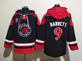 Men&#39;s Toronto Raptors #9 RJ Barrett Black Red Lace-Up Pullover Hoodie - $1,425.21 MXN