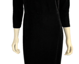 MissLook Black Velveteen 3/4 Sleeve Pencil Dress Boat Neck Ruffled Hem S... - $23.74