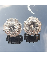 925 STERLING SILVER SPARKLING  ROUND 8 mm.WHITE TOPAZ STUD EARRINGS - €33,37 EUR