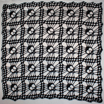 Hand Crochet Skull Afghan| Table Topper| Shawl ~ Black Sparkle - £152.34 GBP
