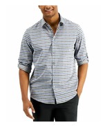Alfani Men&#39;s Destin Ikat Striped Shirt Hyper Blue-Size Small - $320.66 MXN