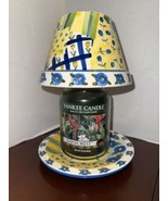 Yankee Candle Large Jar  Ceramic &quot;Blue Posies&quot; Shade Spring 6 1/2&quot; And P... - £15.00 GBP