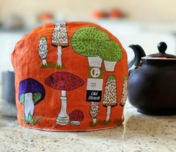 Vintage 1960s Old Bleach Tea Cozy Colorful MCM Mushrooms Irish Linen Traditional - £68.67 GBP