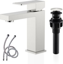 Kenes Single Handle Brushed Nickel Vanity Sink Faucet Lj-9031 Includes P... - $77.92