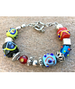 Sterling Silver Add a Bead Bracelet Murano Glass Beads Toggle Clasp 7 1/... - $1,094.92 MXN