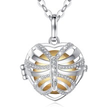 18 MM Harmony Bola Cage Necklace Butterflies Clean CZ Heart Pendant Butterfly Ba - £18.80 GBP