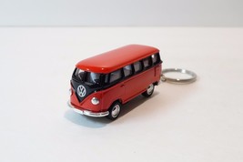 2.5&quot; Kinsmart 1962 VW Volkswagen Bus Diecast Toy Car Keychain 1:64 Red - £10.37 GBP