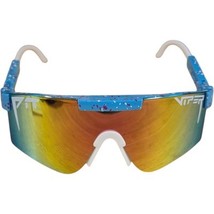 Pit Viper Light Blue Lazer Face Sunglasses Red Orange Fire Lens Shield Mog - $39.60