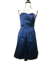 ABS Evening Allen Schwartz Size 0 Strapless Blue Cocktail Dress Formal Prom - £19.97 GBP