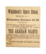 1895 Arabian Nights Play Advertisement Whitehead&#39;s Opera House Victorian... - $369.57 MXN
