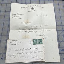 Masonic Ephemera Letter Denying Promotion 1922 Dimmit Lodge 566 A.F. &amp; A.M. - $14.15 CAD