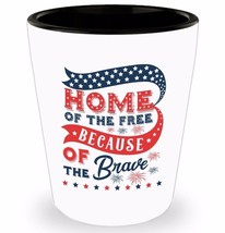 Patriotic Shot Glasses Ceramic Home of the Free Because of the Brave Shotglass - £13.61 GBP