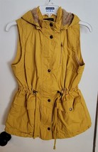 Womens S Love Tree Yellow Faux Fur Lined Removable Hooded Hooide Vest - £14.71 GBP