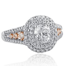 GIA Certified 1.63 Ct Cushion Diamond Engagement Ring Split Shank 18k Wh... - $129,313.89 MXN