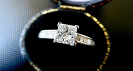 2Ct Princess D/VVS1 Diamond Engagement Ring Wedding Band Set 14k White Gold Over - £78.28 GBP