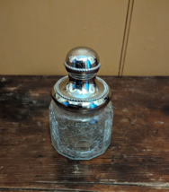 Decorative Crackle Clear Glass Jar with Silver Lid 5.25&quot;x3.5&quot; Made in India EUC - $14.50