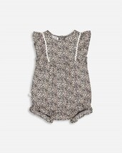 Deux Par Deux Girls Small Printed Floral Romper Black - $46.33 CAD
