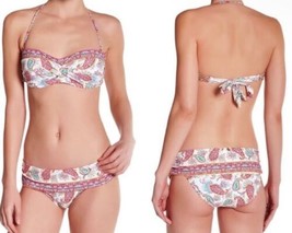 $84 Nanette Lepore Bikini Bottoms X Small 0 2 Pink Paisley Ruched Swim Fold Over - £26.20 GBP