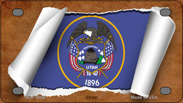 Utah Flag Scroll Novelty Mini Metal License Plate Tag - £11.71 GBP