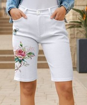 Lily White &amp; Pink Rose Pocket Bermuda Shorts (Medium) - £25.48 GBP