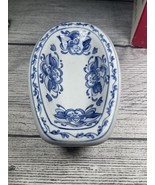 Vintage Blue &amp; White Chinoiserie Ceramic Tub Shaped Soap Dish Catch it a... - €15,63 EUR