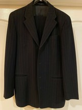 Emporio Armani Mens Black With Gray Stripe 42L Suit Jacket Pants Made Italy Dnr - £115.96 GBP