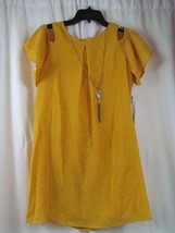 NWT AS U Wish Sz S Yellow Jr Dress Cold Shoulder W/ Attached Necklace Org $44.00 - £6.06 GBP