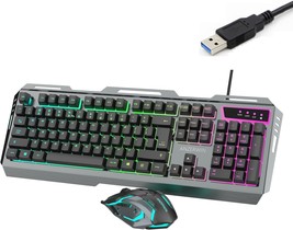 Keyboard and Mouse Combo for Gaming,Color Changing Keyboard Metal Framed - £37.17 GBP