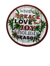 Christmas 12Inch Wishing Peace Love Joy Holiday Season Serving Plate. Round - $10.84