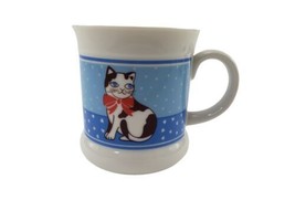 Counterpoint Cat with Red Bow Kitten Coffee Tea Mug Cup San Francisco Blue - £11.60 GBP