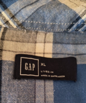 GAP Men&#39;s Shirt Size X-Large Blue/Gray/White Plaid Cotton-Spandex Blend Flannel - £15.58 GBP