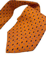 Brooks Brothers Pure Silk Necktie Tie Orange Blue Diamond Pattern Print ... - $33.44