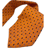 Brooks Brothers Pure Silk Necktie Tie Orange Blue Diamond Pattern Print ... - $33.44