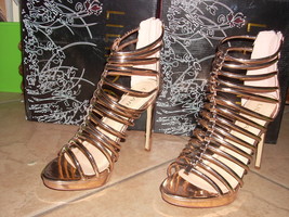 women&#39;s shoes Liliana stilettos size 8.5 NIB shiny mirror rose gold  - £86.04 GBP
