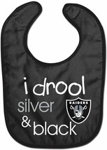 NFL Las Vegas Raiders Infant ALL PRO Baby Bib i drool silver &amp; black - £12.74 GBP