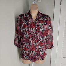 Sag Harbor Button Up Collared Shirt ~ Sz XL ~ Purple &amp; Red ~ Long Sleeve - £13.43 GBP