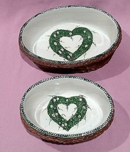 Set 2 Teamson Hearts &amp; Roses Baking Dishes In Wicker Basket Green Sponge... - $22.00