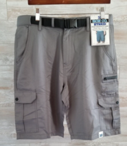 NEW Men&#39;s Performance Cargo Shorts w/Belt Hiking Shorts Grey 32 $48 - $19.79