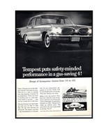 1961 Pontiac Tempest Sedan Vintage Print Ad White Wall Tires Man Cave Wa... - £8.30 GBP