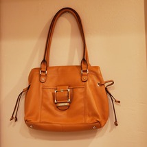 Isaak Mizrahi Leather Orange Handbag Purse Bag - $30.00