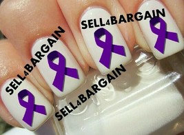 Purple Ribbon Lymphoma Hodgkins All Cancer Awareness》Nail Art Decals - £6.83 GBP