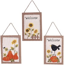 Wood Welcome Sign Set of 3 Wall Decor Rustic Hanging Welcome home decoration - £44.77 GBP