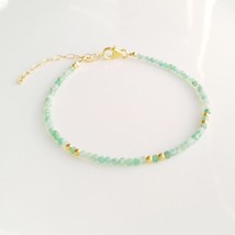 Emerald green bracelet,may birthstone bracelet,dainty gemstone beaded bracelet,a - £28.10 GBP